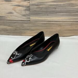 RUPERT SANDERSON Black Leather Flats Shoes Italy US 4 EU 35